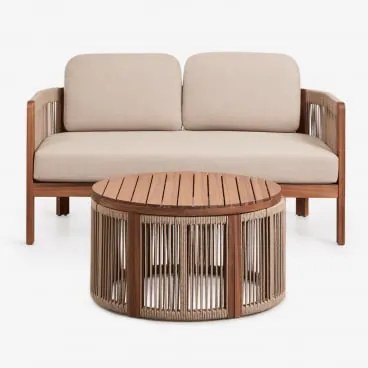 Tuinset Met 2-zitsbank En Salontafel Van Acaciahout Serel Licht Zandbruin - Sklum