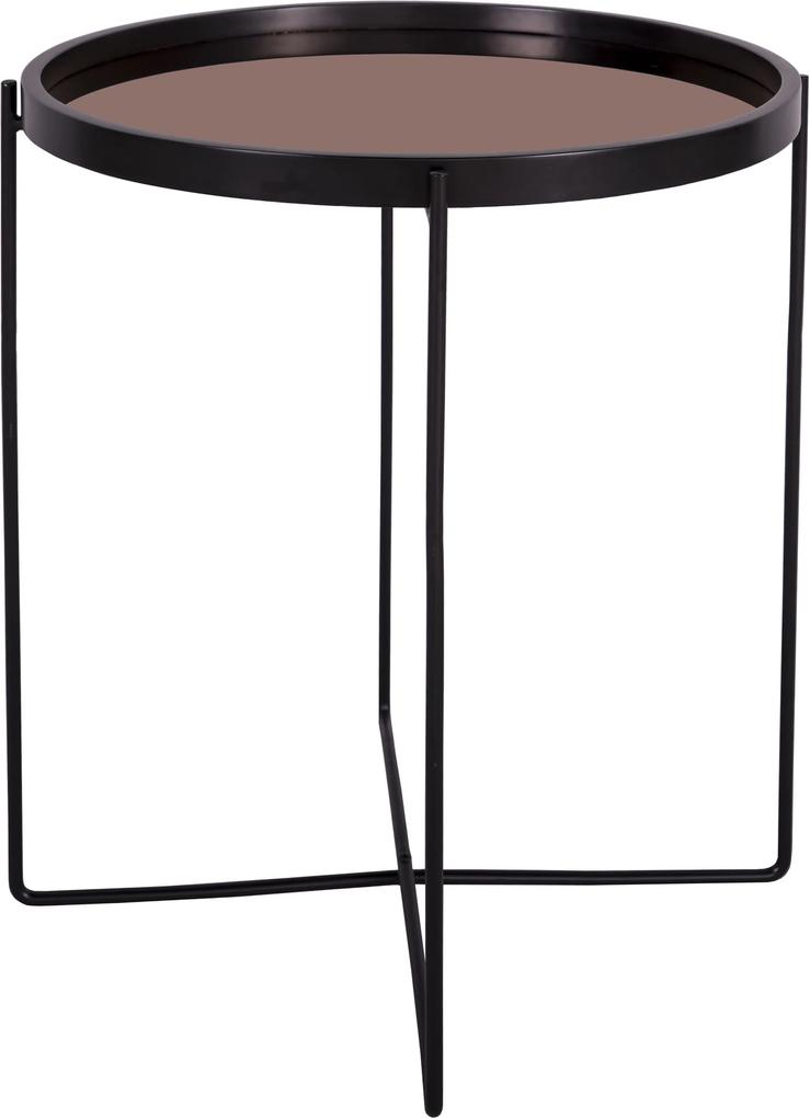 LEITMOTIV | Bijzettafel Polished diameter 50 cm x hoogte 60 cm zwart, koperkleurig bijzettafels glas, staal, medium-density | NADUVI outlet