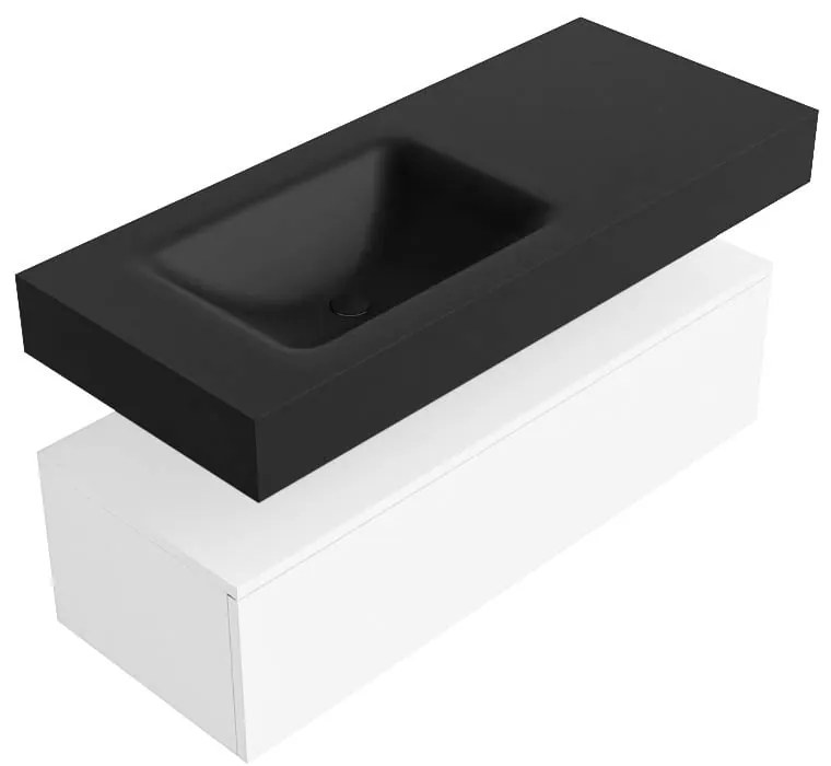 Zaro Alan badmeubel 110cm talc 1 lade met vrijhangende wastafel cloud links 1 kraangat urban