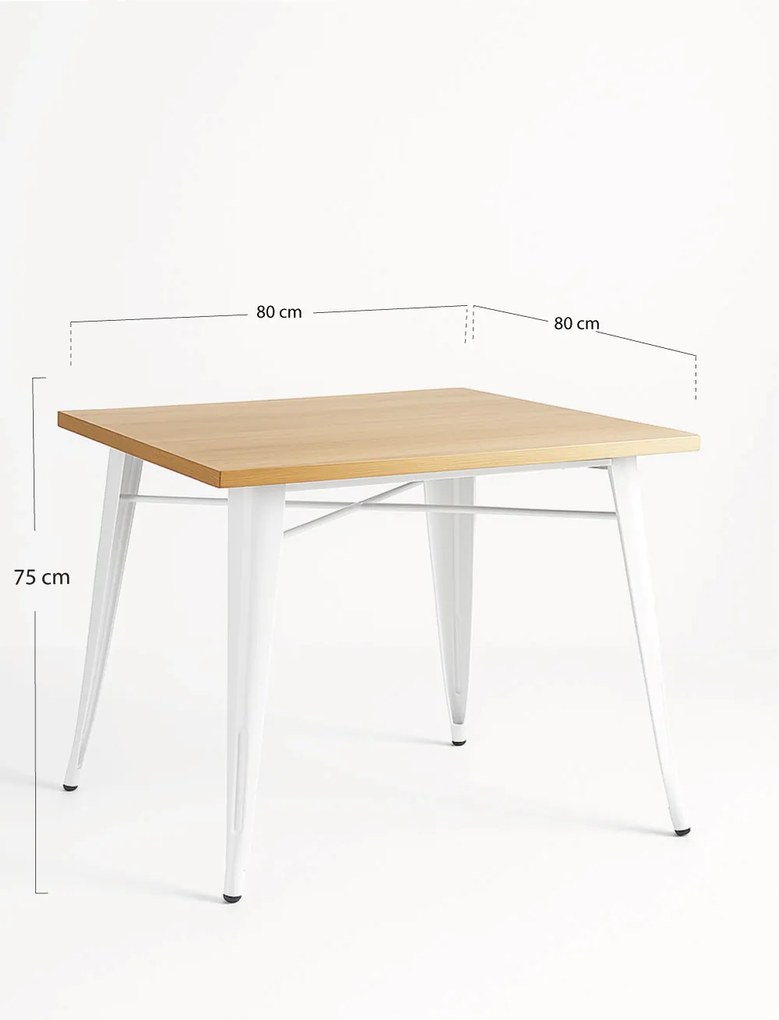 Torix Vierkante Tafel Natuurlijk Hout 80 cm