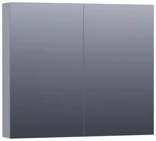 Saniclass Dual spiegelkast 80x70x15cm verlichting geintegreerd rechthoek 2 draaideuren Mat Grijs MDF 7176