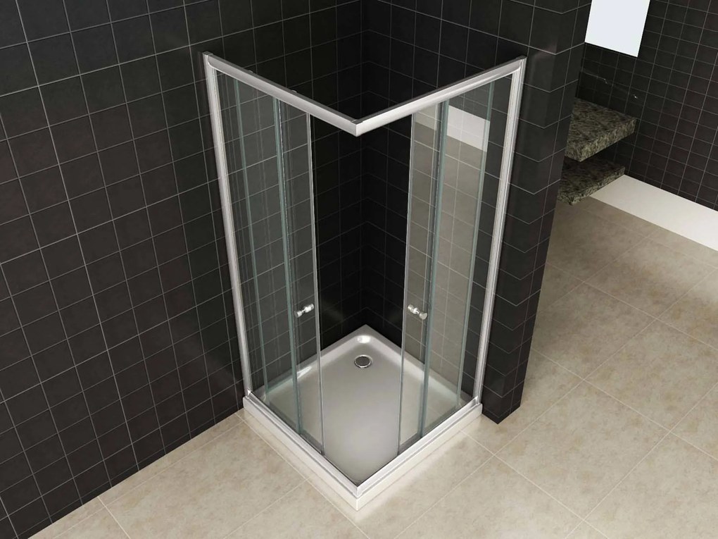 Saqu Slide douchecabine hoekinstap 90x90x190cm helder glas/aluminium