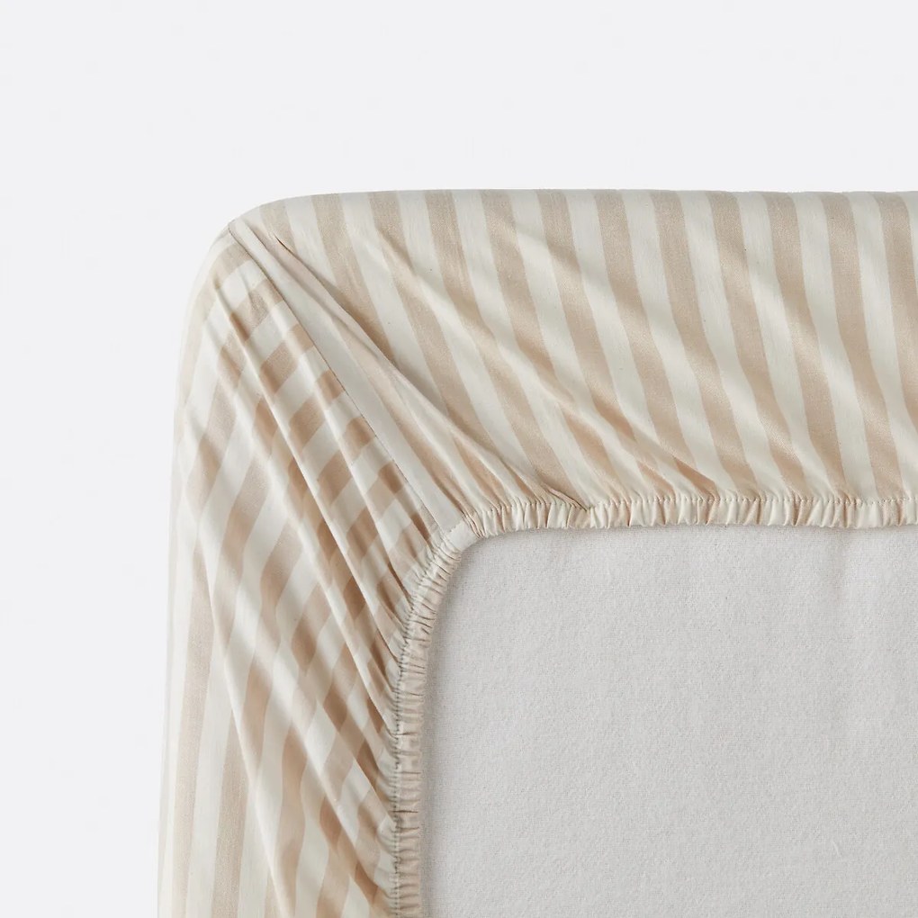 Hoeslaken katoen hoogte 30 cm, Soizic beige