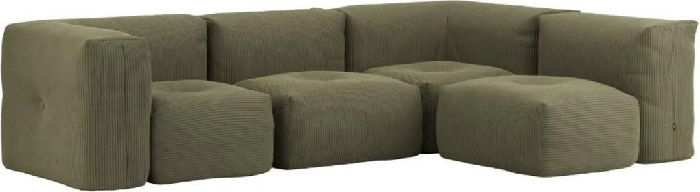 Soft Zitzak Indoor 4 Seater Hoekbank - Corduroy Olive
