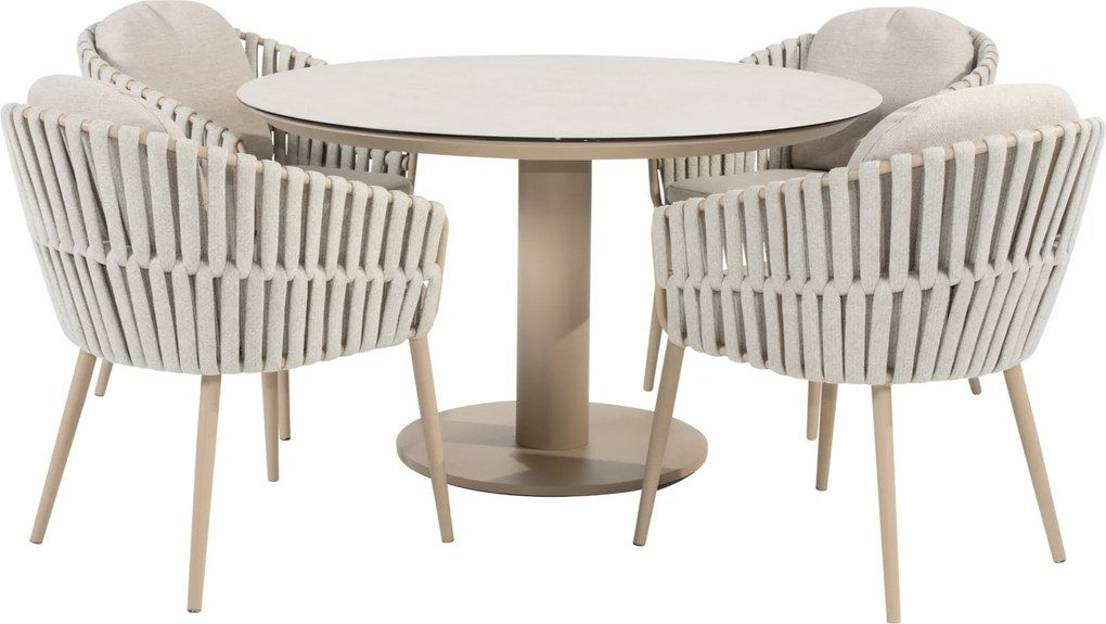 Sarah Eva dining tuinset 120xH75 cm rond keramiek latte Taste 4SO