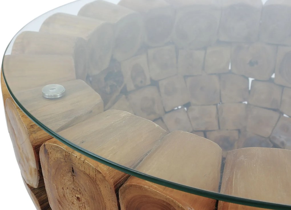 BRANCH 70 | Teak Bowl Salontafel met glas | Rond | 70x45