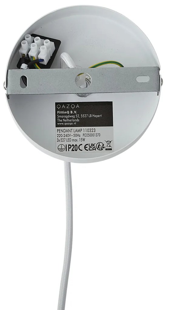 Moderne hanglamp wit 50cm 3-lichts - Drum Duo