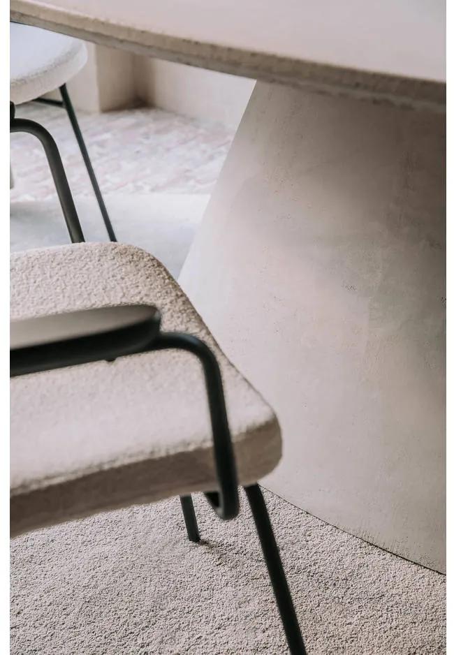 Goossens Eetkamerstoel Hjalmar wit stof met armleuning, modern design