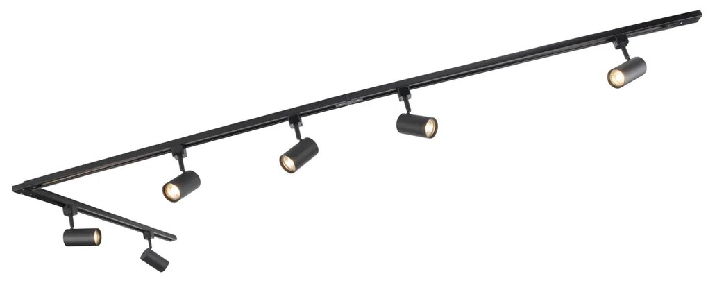 Modern railsysteem met 6 Spot / Opbouwspot / Plafondspots zwart 1-fase 286cm - Iconic Jeana Modern GU10 rond Binnenverlichting Lamp
