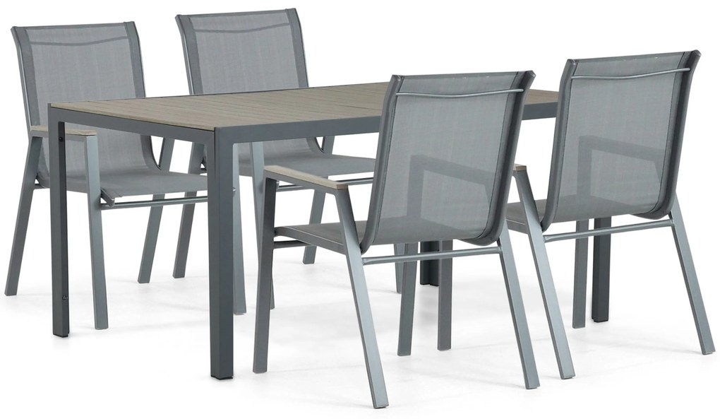 Tuinset 4 personen 160 cm Aluminium/textileen Grijs Domani Furniture Verde/Solare