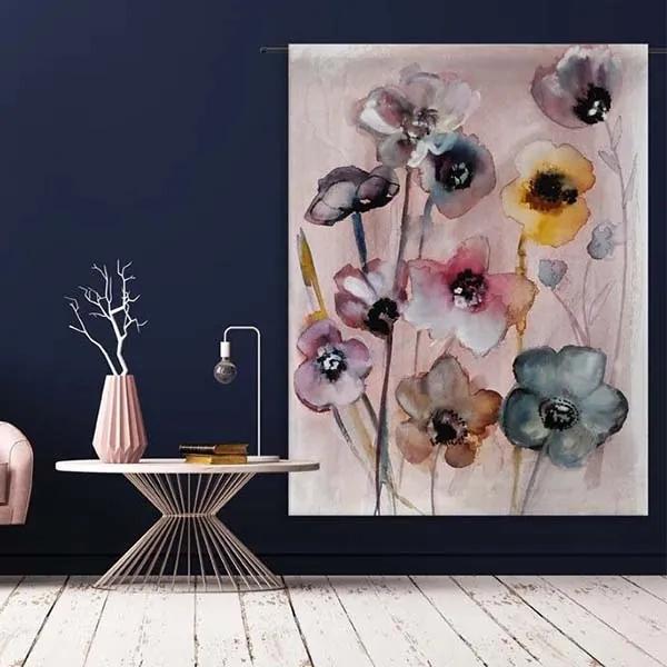 Urban Cotton Wandkleed Flowers in soft hues S 80x110cm