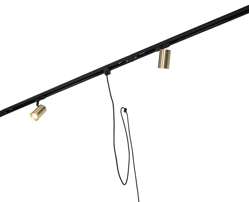 Modern railsysteem met 3 Spot / Opbouwspot / Plafondspots en 3 hanglampen goud 1-fase - Iconic Cavalux Jeana Modern Minimalistisch GU10 Binnenverlichting Lamp