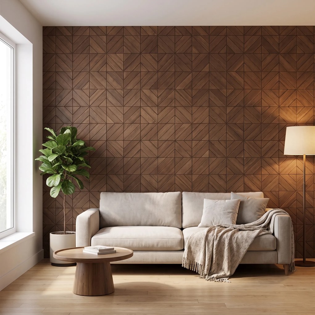 Decoratief Houten Wandpaneel | Clover Brown | 60×60 cm | Amerikaans Notenhout