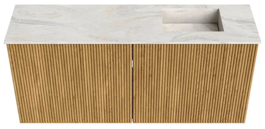 Mondiaz Joya DLux 90cm toiletmeubel oak met wastafel faye rechts zonder kraangat ostra