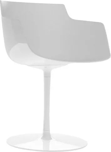 MDF Italia Flow Slim Armchair stoel met wit draaibaar onderstel