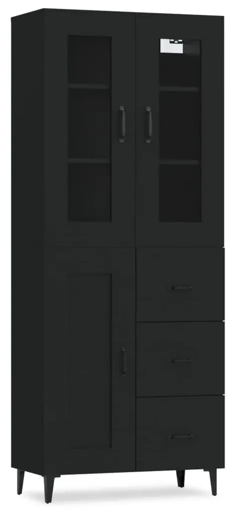 vidaXL Hoge kast 69,5x34x180 cm bewerkt hout zwart