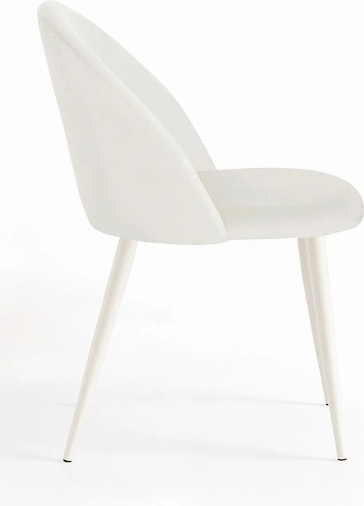 Set 4 White Vint Fluwelen Stoelen