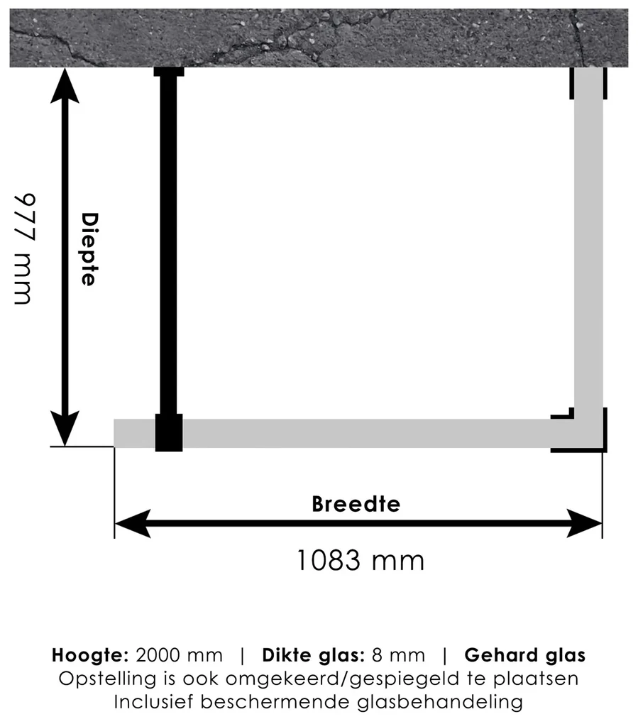 Brauer JC profielloze inloopdouche 100x110cm reversed goud geborsteld