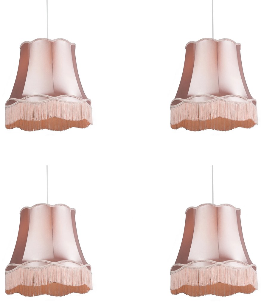 Set van 4 retro hanglampen roze 45 cm - Granny