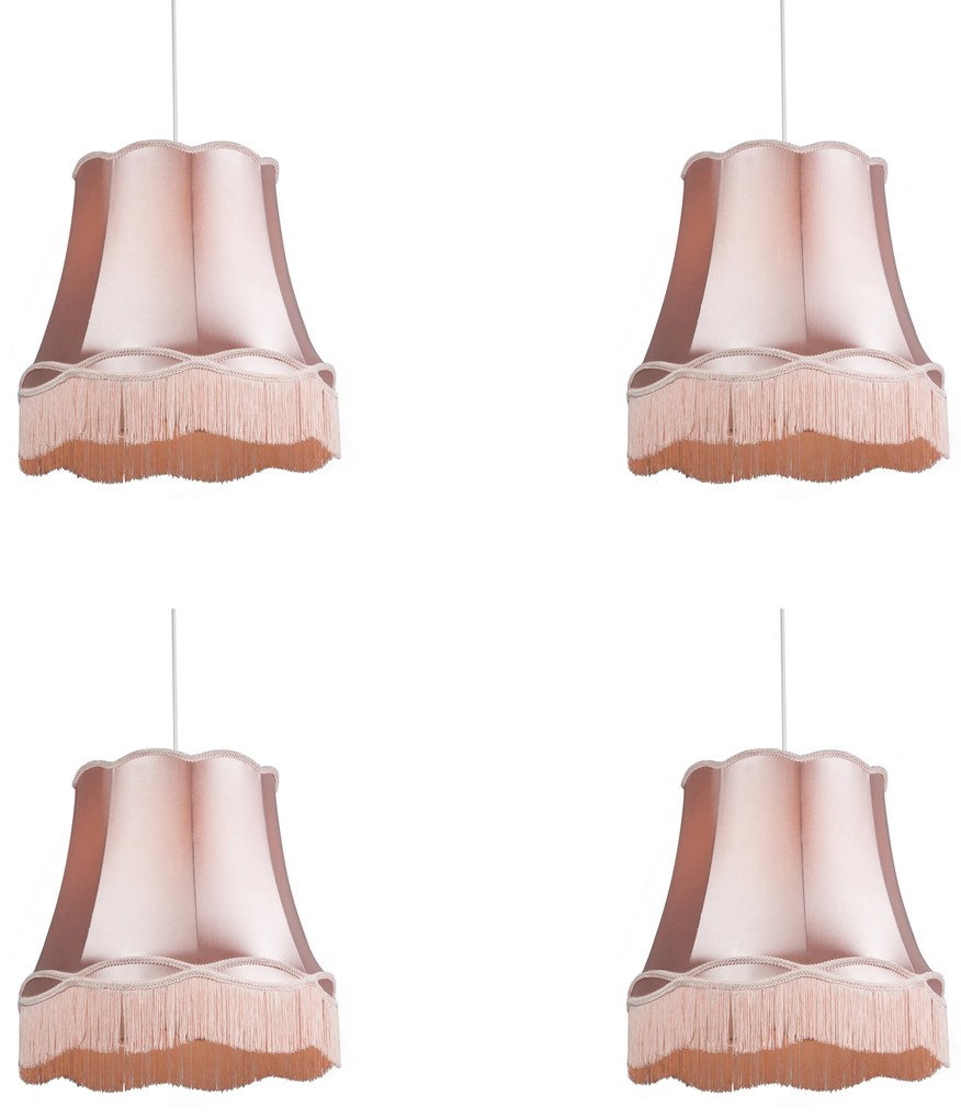 Stoffen Eettafel / Eetkamer Set van 4 Retro hanglampen roze 45 cm - Granny Retro E27 rond Binnenverlichting Lamp