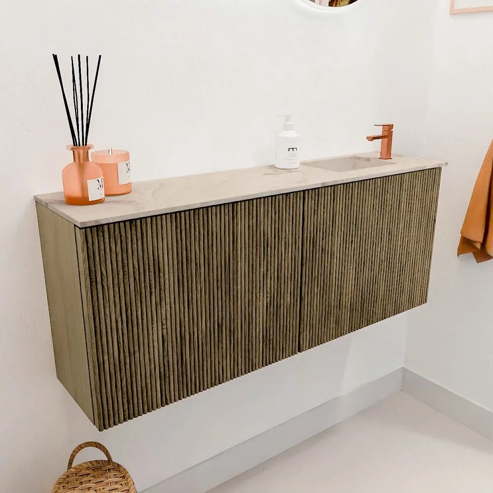 Mondiaz Joya DLux 100cm toiletmeubel dusk met wastafel faye rechts 1 kraangat frappe