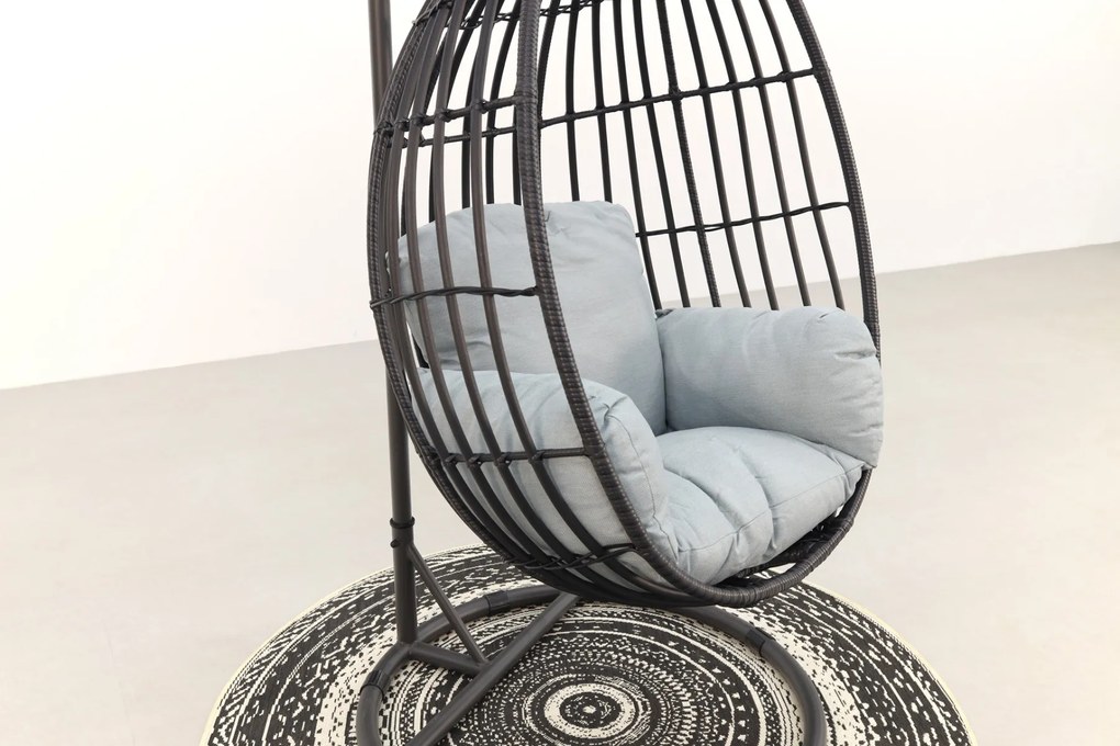 Hangstoel Panama swing egg - black rotan/mint grey