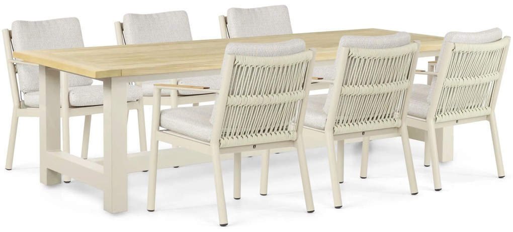 Tuinset 6 personen 260 cm Aluminium/rope Taupe Coco Sevilla/San