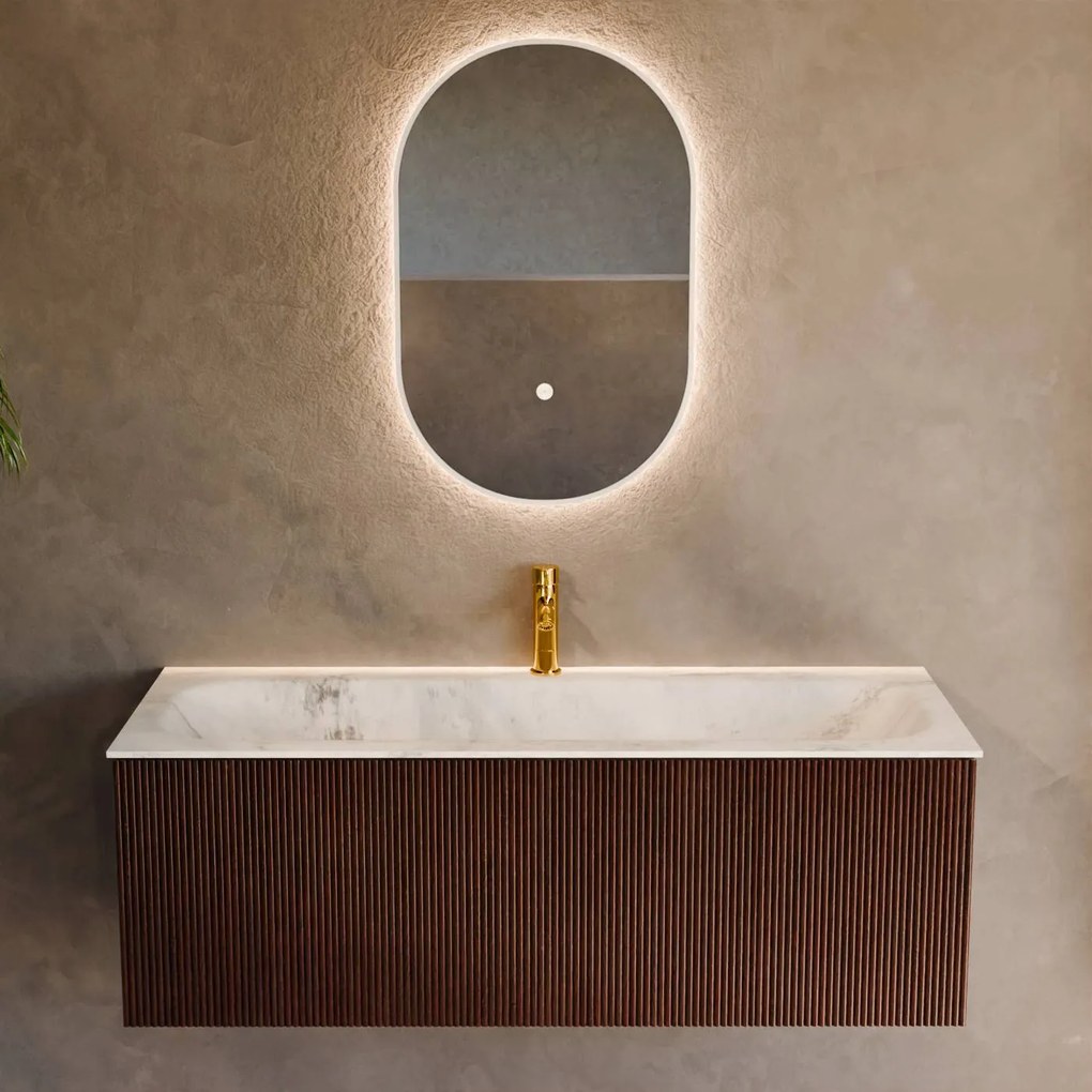 Mondiaz Kurve-dlux 120cm badmeubel ruby met 1 lade en wastafel big large midden 1 kraangat opalo