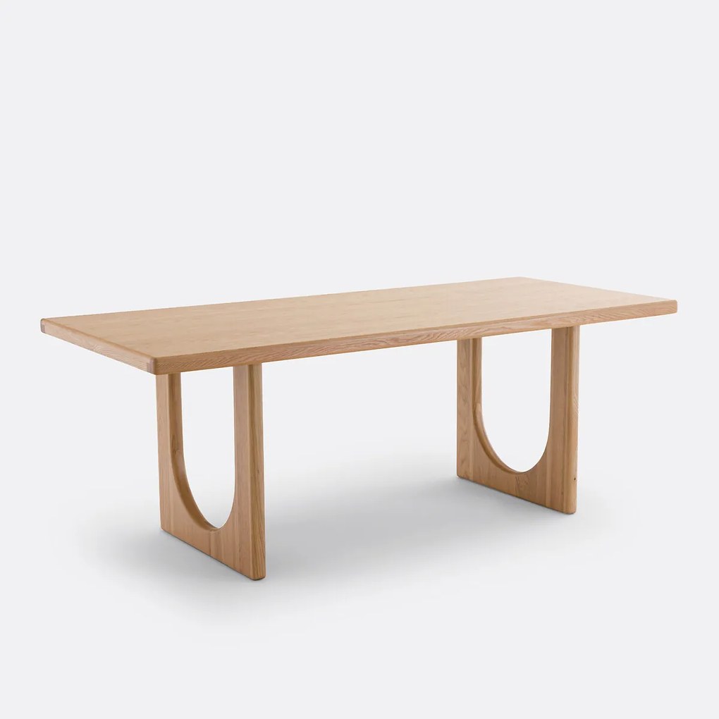 Eettafel, rechthoekig, eiken en gefineerd, 6 tot 8 couverts, DOUVE