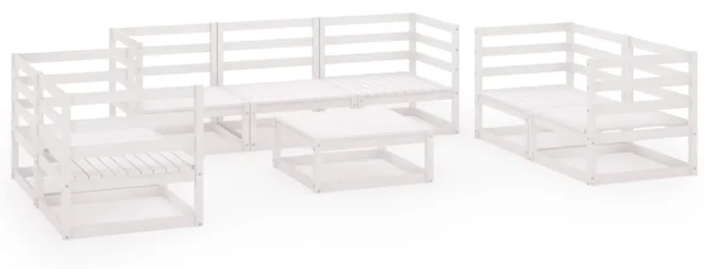 vidaXL 8-delige Loungeset massief grenenhout wit