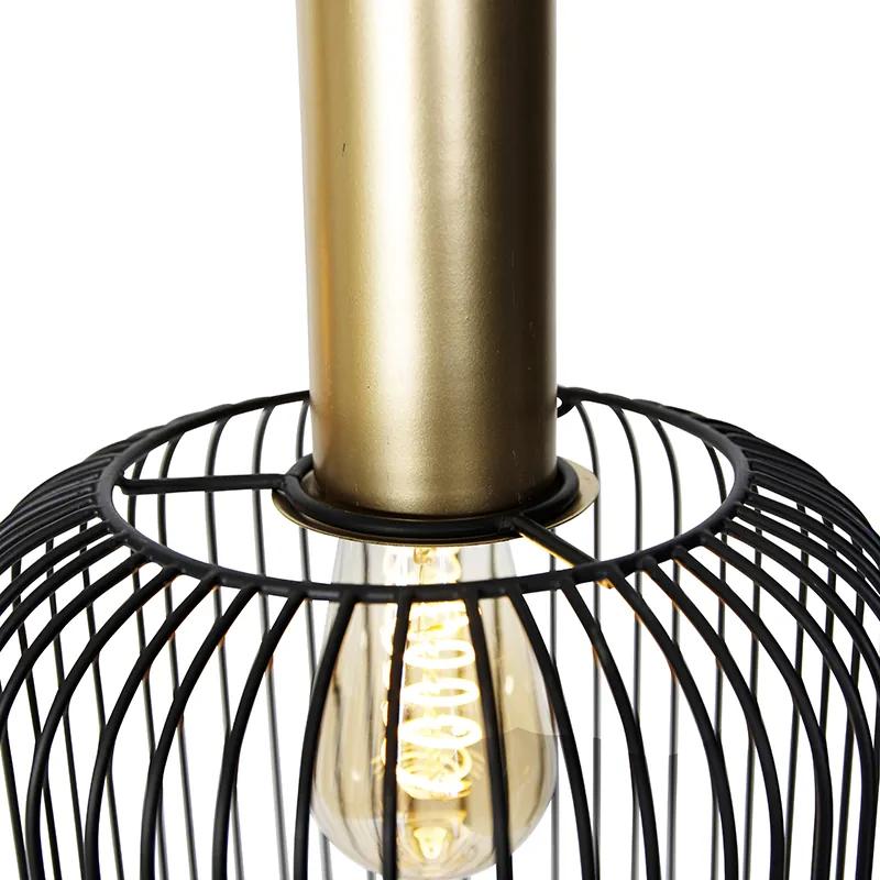 Eettafel / Eetkamer Design hanglamp zwart met goud 3-lichts - Mayelle Industriele / Industrie / Industrial, Modern E27 Binnenverlichting Lamp