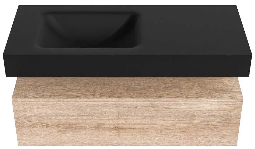 Zaro Alan badmeubel 110cm washed oak 1 lade met vrijhangende wastafel cloud links 1 kraangat urban