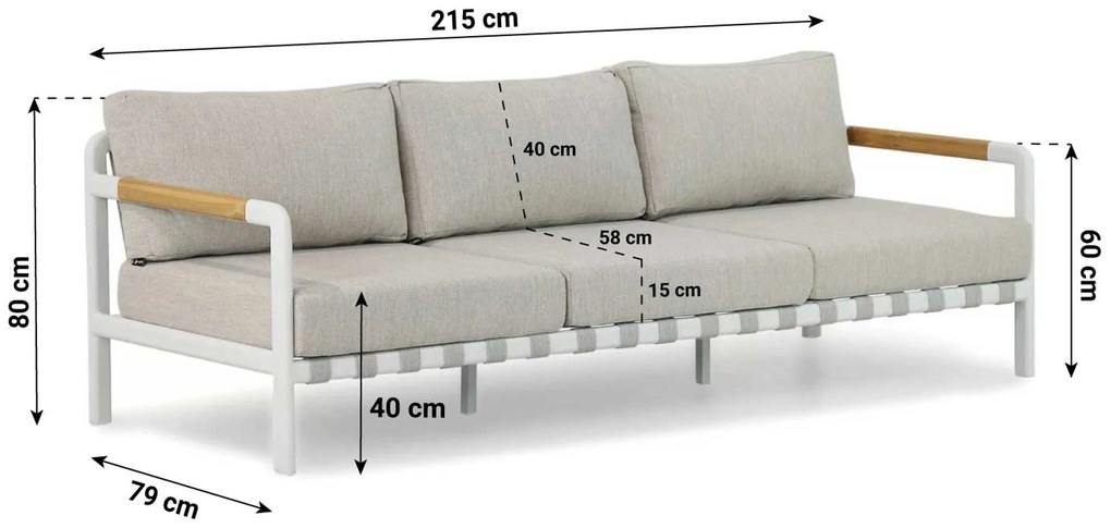 Stoel en Bank Loungeset 5 personen Aluminium Wit Coco Avellino