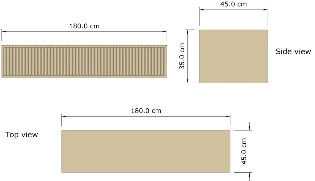 Gliss Design Heronimus badmeubel met ribbelfront 180cm met 2 lades ash grey