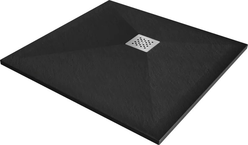 Mexen Stone+ vierkante composiet douchebak 90 x 90 cm, zwart - 44709090
