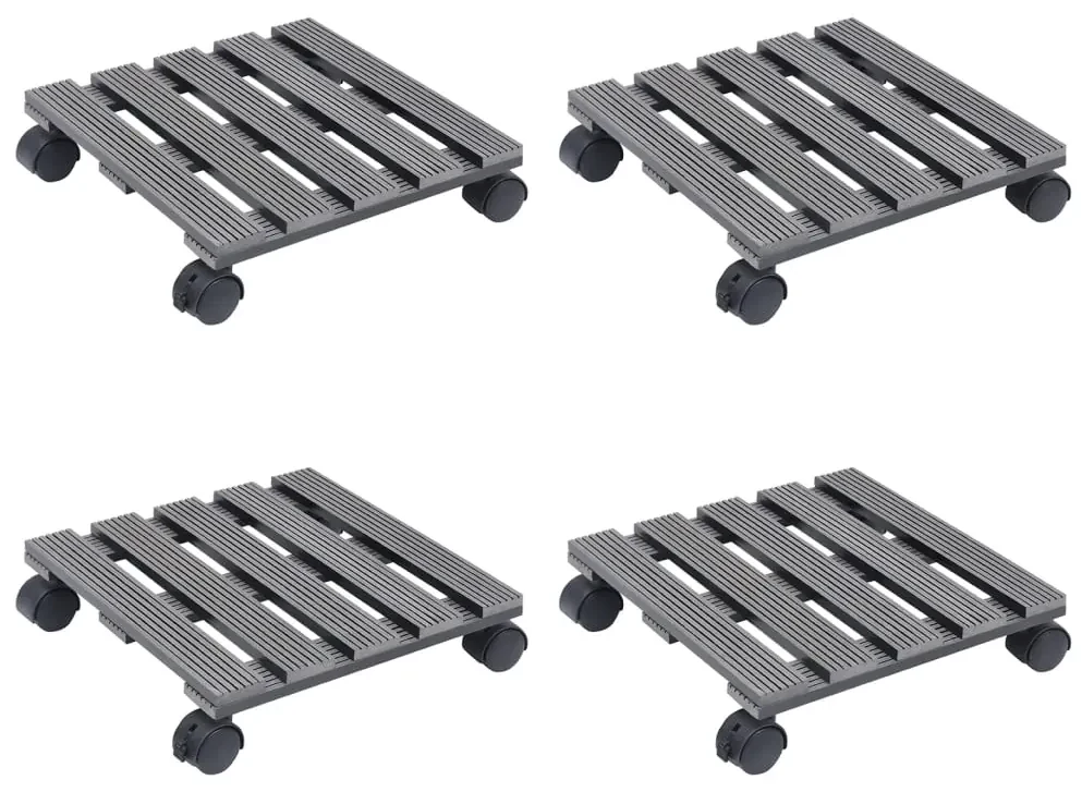 vidaXL Plantentrolleys 4 st 30x30x7,5 cm HKC grijs