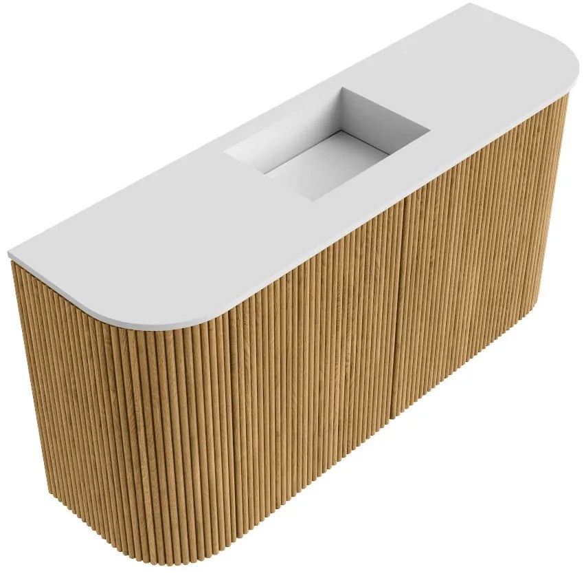 Mondiaz Joya 85cm toiletmeubel ronding links/rechts oak met wastafel faye midden 1 kraangat talc