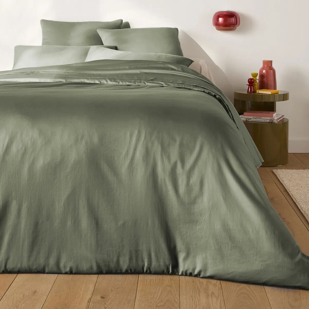 Effen satijnen katoenen bolsterovertrek, 153 draden, Opale