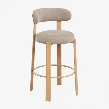 Pack Van 4 Hoge Krukken Met Rugleuning Van Chenillestof En Ijzer Jolie Houtbruin & ↑75 Cm & Chenille Bruin Wheat - Sklum