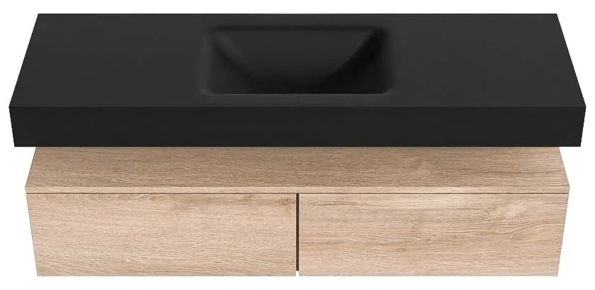 Zaro Alan badmeubel 140cm washed oak 2 lades met vrijhangende wastafel cloud midden zonder kraangat urban