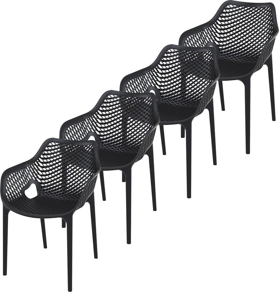 Garden Impressions Air XL design tuinstoel zwart 4 stuks