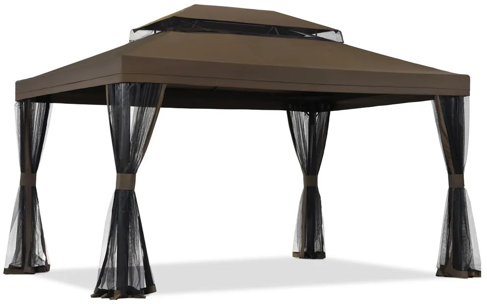 Bruin tuinpaviljoen met klamboe Valencia 3x3 m Tuinpunt