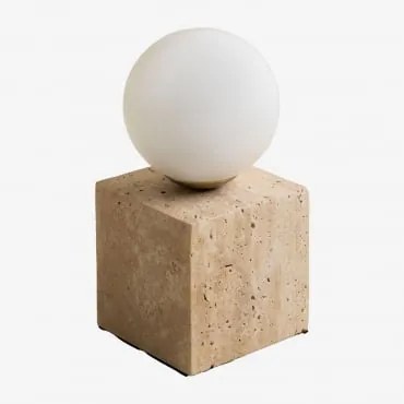 Travertijn Tafellamp Met Davise Kristallen Bol Travertine - Sklum
