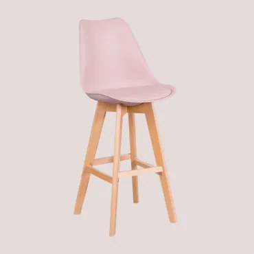 Nordic Hoge Kruk Met Kunstleren Kussen Roze – Hazelnoot & ↑75 Cm - Sklum