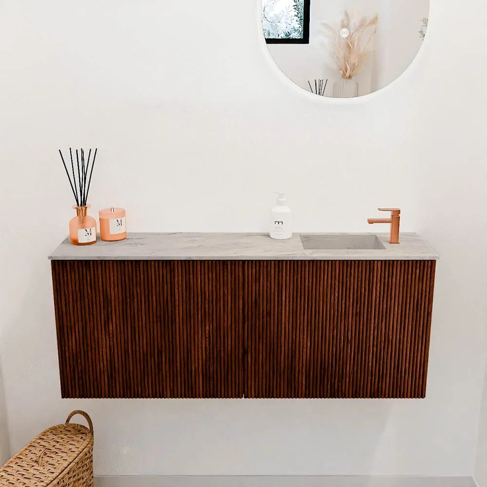 Mondiaz Joya DLux 100cm toiletmeubel ruby met wastafel faye rechts 1 kraangat glace