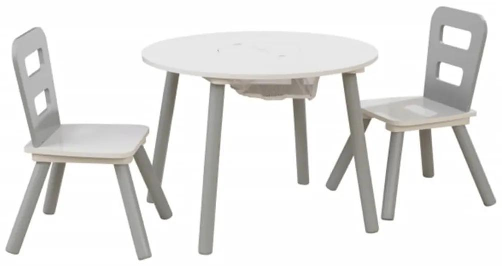KidKraft Kinderopbergtafel en stoelen set grijs massief hout 26166