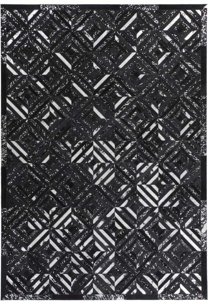 Forte Collectione | Vloerkleed Las Vegas lengte 80 cm x breedte 150 cm x hoogte 0.8 cm zwart, zilverkleurig vloerkleden bovenkant: 100% leder, onderkant: vloerkleden & woontextiel vloerkleden