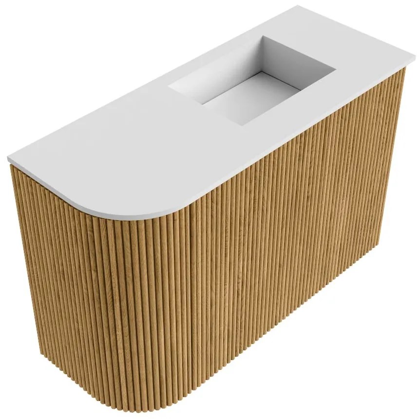 Mondiaz Joya 60cm toiletmeubel ronding links oak met wastafel faye rechts 1 kraangat talc