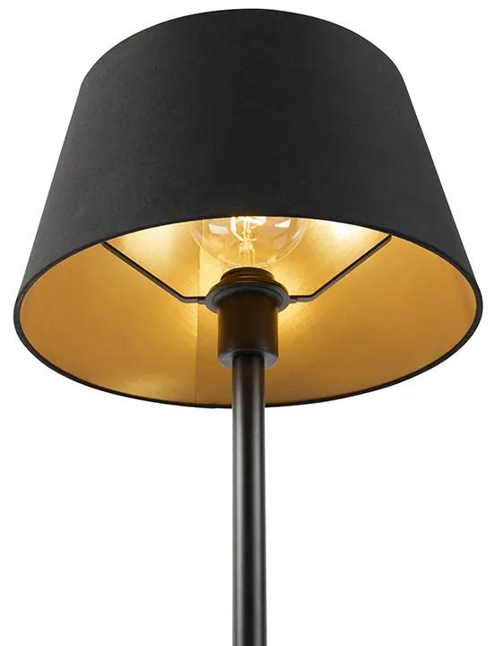 Stoffen Klassieke tafellamp zwart met zwarte kap 32 cm - Simplo Klassiek / Antiek E27 rond Binnenverlichting Lamp