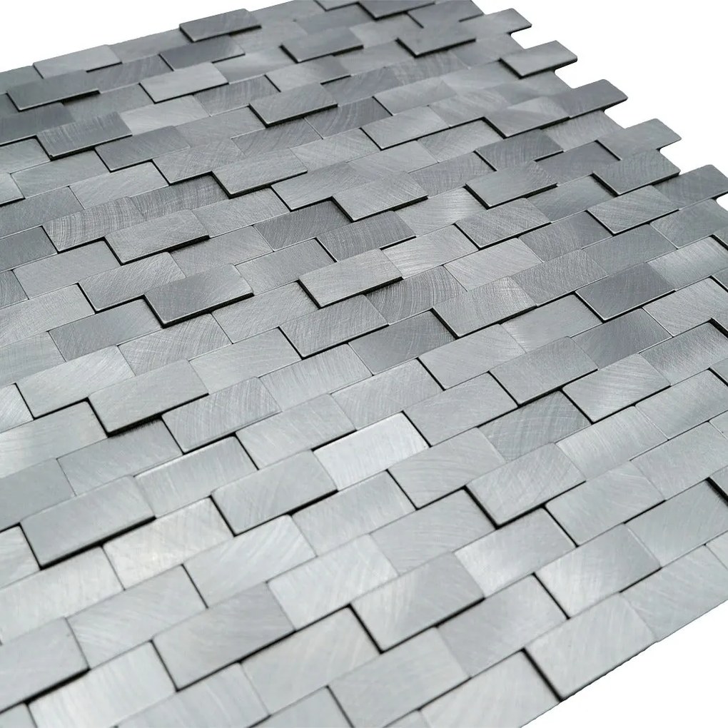Zelfklevende Mozaïektegels Metaal | Steenstrip 3D Zilver | 30×29,8 cm | Keuken, Bad & WC